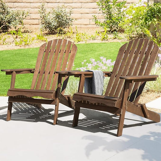 IDZO Outdoor Adirondack Chair Set of 2, Pre-Assembled Backrest, Patio Furniture Set, Outdoor Furniture for Garden, Porch, Deck, Firepit