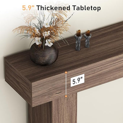 63 Inch Long Console Table for Entryway, Farmhouse Wood Rectangular Sofa Table Behind Couch Table, Narrow Entryway Table for Living Room, Entrance, Hallway, Foyer, Easy Assembly (Brown)