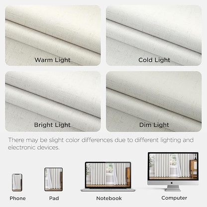 Joydeco Pinch Pleated Linen Curtains Darkening Drapes for Bedroom, 100% Blackout Drapes 96 inches Long 2 Panels Heat Blocking Curtains(Ivory,40'' Wx96'' L)