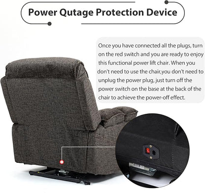 27in Extra Wide Power Lift Recliner Chair for Big Tall with Extended Footrest Heat Massage, Oversized Electric Lift Recliner Chairs for Adults Elderly Seniors, Arm Storage & Cup Holders
