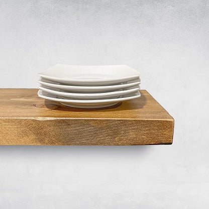 AUDRIELLE URBANDI, Rustic Floating Shelves, Set of 2, Hidden Bracket, Solid Wood, Heavy Duty, Wall Mounted Shelves, (Brown, 24Wx6D)