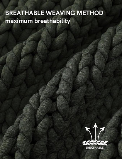 YnM Chunky Throw Blanket, Medium-Weight, Hand Knitted, Skin Friendly, Ventilated and Breathable, Machine Washable, Home Décor Piece for Couch, Sofa and Bed (Olive, 60x80 Inch)