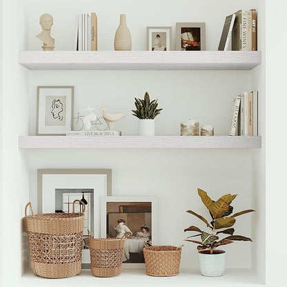 10 inches Deep Floating Shelves 36 inch Long, Wall Shelves Heavy Duty 70 lbs for Bedroom, Bathroom, Living Room, Kitchen, Office, Modern Shelf Home Decor with Invisible Bracket, White