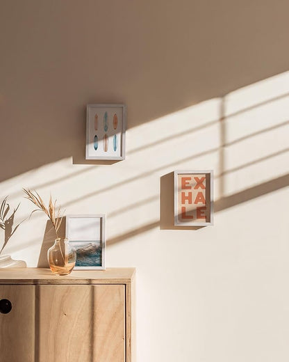 HAUS AND HUES Solid Oak 4x6 Picture Frame for Wall or Tabletop Set of 3-4x6 Picture Frame Collage, White Gallery Wall Frame Set, 4x6 Picture Frames, Photo Frames 4x6, Wooden Picture Frames 4x6