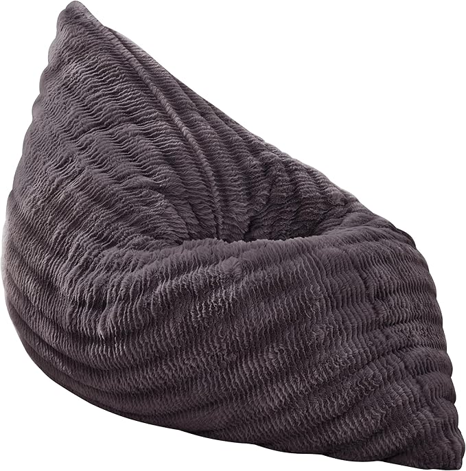 Hobestluk 3 in 1 Bean Bag Chair Giant Bean Bag Chairs for Adults with Ripple Cover Convertible Bean Bag Floor Cushion with Machine Washable Cover for Living Room (Ripple Dark Grey)