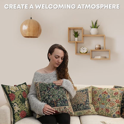 Charlotte Home Furnishings Throw Pillow Covers 16x16 in, Green Pastel Decorative Couch Pillow Cover, Boho Decor European Tapestry Cushion Cases, Living Room Cozy Home Decor, Jacquard Woven Soft Cotton