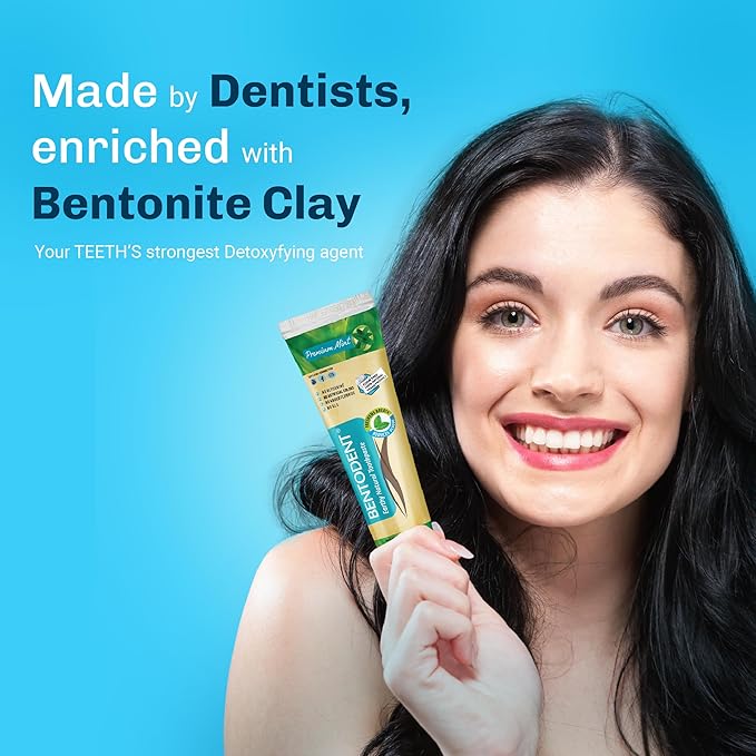 Bentodent Fluoride Free Mineral Toothpaste with Natural bentonite Clay, 100 g and Organic Coconut Sesame Oil Pulling with neem, 177ml for Fresh Breath and Teeth whitening, Vegan