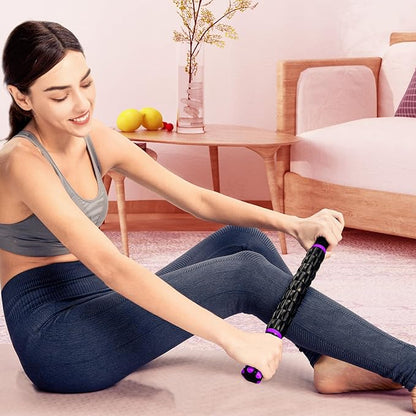 Yansyi Muscle Roller Stick for Athletes - Body Massage Roller Stick - Release Myofascial Trigger Points Reduce Muscle Soreness Tightness Leg Cramps & Back Pain for Physical Therapy & Recovery (Purple)