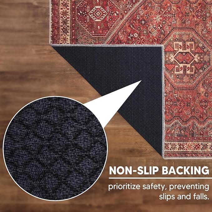 Keen Home Design 10x14 Rug - Machine Washable Area Rug with Non-Slip Backing, Ideal for Living Room, Dining Room, Bedroom - Vintage, Easy Clean, Durable, Low Pile Rug - (9'7" x 14')