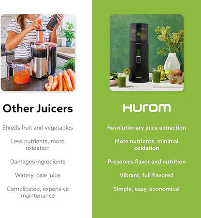 Hurom H400 Cold Press Juicer Machine, Award Winning Masticating Slow Juicer, Easy to Clean, Strainer & Hands Free with Self Feeding, Wide Mouth Hopper, Easy Assembly (White)