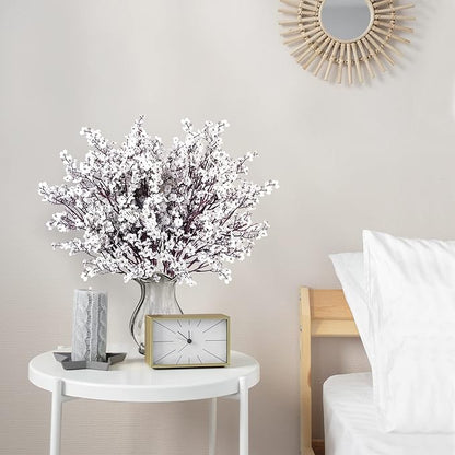 Sggvecsy 15 Pcs Babys Breath Artificial Flowers Gypsophila Bouquets Bulk Real Touch Fake Silk Flowers for Home Wedding DIY Floral Arrangement Kitchen Table Centerpiece Festival Decoration (White)