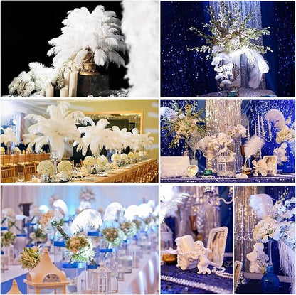 THARAHT 12pcs White Ostrich Feathers Natural Bulk 20-22Inch 50cm-55cm for Wedding Party Centerpieces Easter Gatsby and Home Decorate Ostrich Feathers