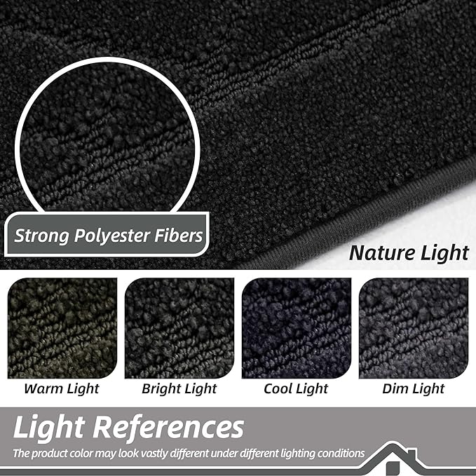 BEQHAUSE Dirt Trapper Door Mat 20" x 32", Doormat Non-Slip Entryway Rugs Washable, Dog Door Mat Stain Resistant and Absorbent Welcome Floor Mat for Front Back Door, Muddy Wet Shoes & Paws, Black