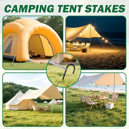 16 Inch Ground Stakes Heavy Duty,16 Pack Metal Fence Stakes for Ground for Wire Fencing,Heavy Duty Long Tent Stakes for Trampolines Camping Canopies and Swing Set