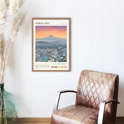 StudioUBILA Portland Wall Art Poster, Decorative Cityscape Landscape Art Prints, Home Decor Wall Art Print for Bedroom Living Room Kitchen Decorations, Unframed