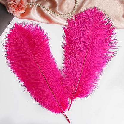 THARAHT Hot Pink Ostrich Feathers 12pcs Large Natural Bulk 16-18Inch 40cm-45cm for Wedding Party Centerpieces Easter Gatsbi and Home Decoration Feathers
