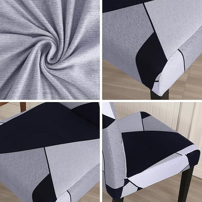 JQinHome Pattern Chair Covers for Dining Room Set of 4, High Stretch Removable Washable Parsons Chair Slipcover for Home Party Hotel Wedding Ceremony (White Grey,4PCS)