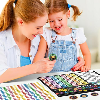 Reward Chart for Kids,Magnetic Behavior Chore Chart for Kids at Home,26 Black Chore Charts,1960 Star Stickers,56 Reward Stickers,Incentive Chore Chart to Develop Responsibility and Good Habits