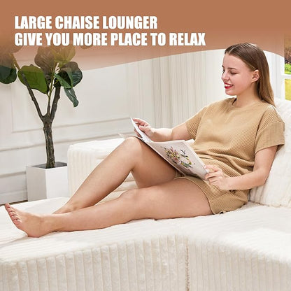 Hobestluk Modular Sectional Sofa Memory Foam Couch L Shape Sofa for Living Room Loveseat with Chaise Lounge Cloud Couch with Removable Cover (Stripe White, Loveseat with Chaise)