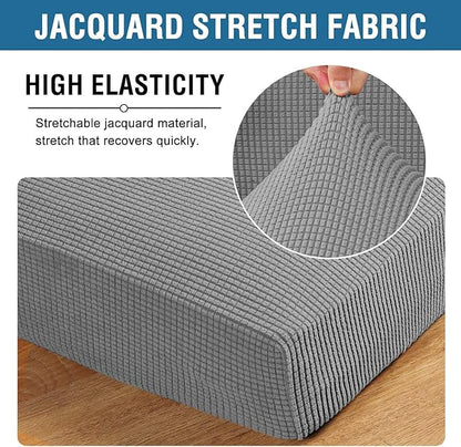 H.VERSAILTEX Super Stretch Individual Seat Sofa Covers Slipcover Sets Thick Jacquard Textured Twill Fabric (2 Piece Large Sofa Cushion Covers, Dove)