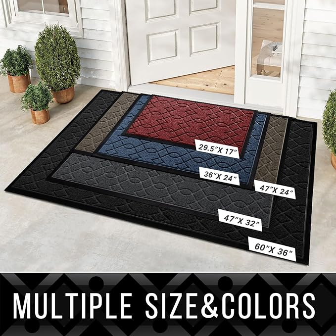 Yimobra Front Door Mats Outside Entrance, 36x24 All-Season Waterproof Welcome Matt Outdoor, All-Weather Non-Slip Doormat, Non Slip Porch Patio Indoor Entrance Mat, Brown