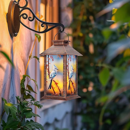 Solar Lanterns Outdoor, Waterproof Garden Hanging Lanterns with LED Flickering Flameless Candles for Mom Grandma Women Lantern Decorative Outdoor for Yard, Garden,Party Decor
