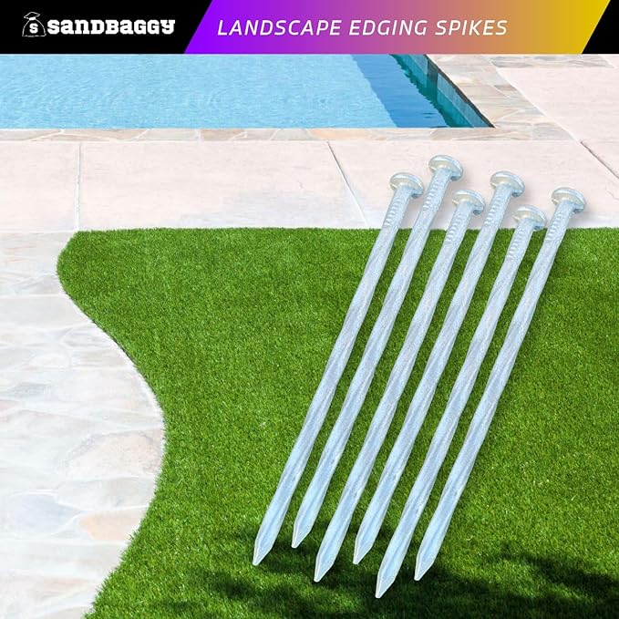 Sandbaggy 6 inch Galvanized Landscape Edging Spikes - Spiral Landscape Nails - 7 Gauge Steel - Great For Hard Rocky Soil - Also Great For Paver Edging, Artificial Turf, Landscape Fabric (1000, 6 inch)
