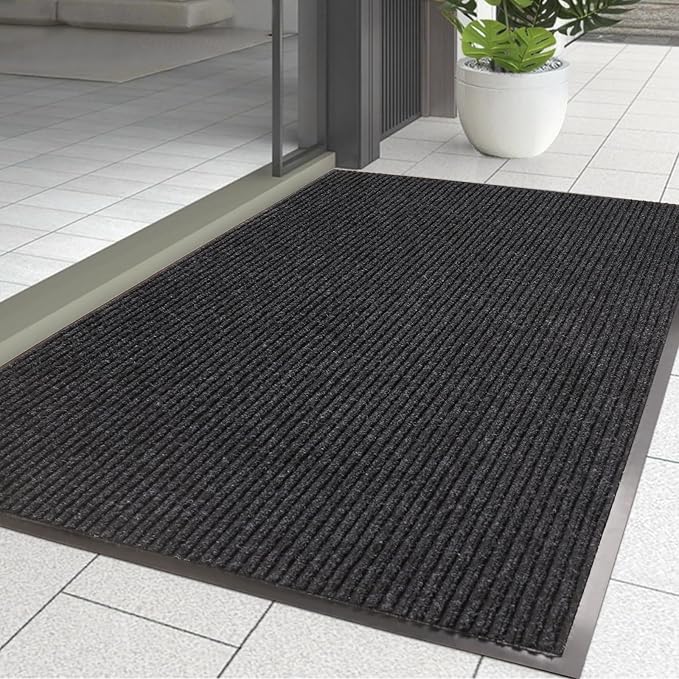 Large Front Door Mat, 60" x 36" Durable Front Doormat, Heavy Duty Large Welcome Door Matt for Home Entrance, No Slip Rubber Low Profile Door Mats for High Traffic Area