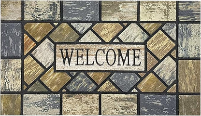 CHICHIC 18 x 30 Inch Square Welcome Door Mat Front Doormat Outdoors for Home Entrance Outdoors Mat for Outside Entry Way Doormat Entry Rugs, Heavy Duty Non Slip Rubber Back Low Profile
