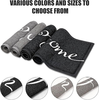 Door mat, Outdoor Indoor Welcome mat, Durable Non-Slip Easy to Clean Front Doormat, Entrance Rectangular Doormat, for high Traffic Areas (30" x 17.5", Black)