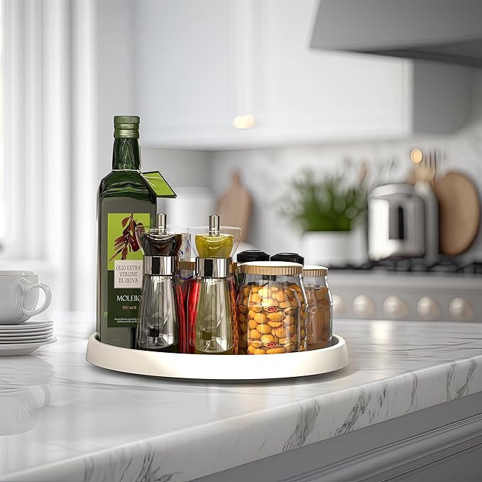 Simple Houseware 12-Inch Lazy Susan Spice Organizer Rotating Tray, 5-Pack