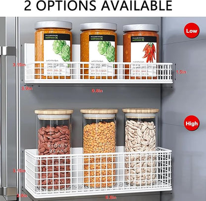 Magnetic Basket Fridge Organizer Wire Bins Pencil Holder Whiteboard Accessories Home Kitchen Organization (White-Low)