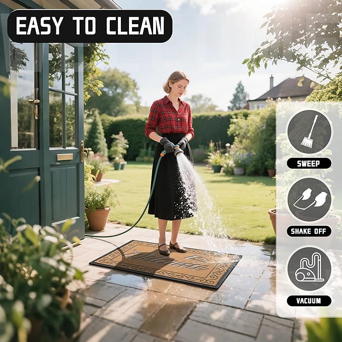 Yimobra Welcome Mat, Heavy Duty Sturdy Door Mats for Home Entrance Outdoor Indoor, Front Doormat for Outside Patio Floor Entry Porch Garage Office, Waterproof, Low Profile, 47X32 Inches, Yellow