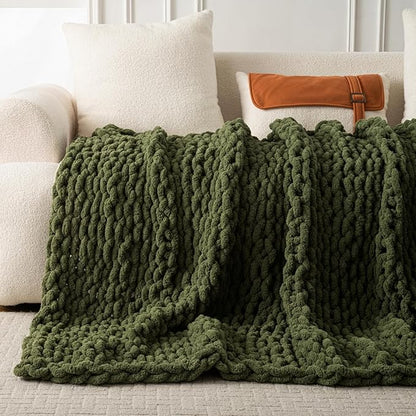 Ultra Soft Chunky Knit Blanket Throw -40x50 Hand Knitted Warm Chenille Throw Blanket, Home Decor Soft Thick Yarn Cable Knit Blanket Breathable Fleece Banket Christmas for Couch Bed Sofa Best GIF