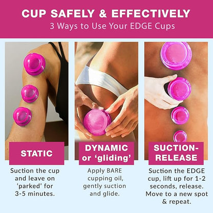 Silicone Cupping Therapy Set Professional Massage Cupping Cups for Cupping Therapy 4 Cup Kit for Massage, Myofascial Release, Cellulite Reduction (Lure Pink)