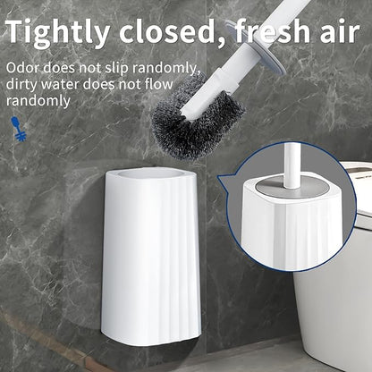 Toilet Brush & Holder Set, 2 Pack Toilet Brushes for Bathroom with Holder, Lightweight Plastic Handle, Space Saving for Storage, Deep Cleaning, Drip-Proof, Easy to Assemble