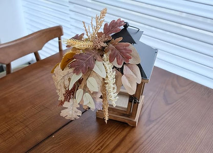 Fall Themed Decorative Wooden Hurricane Candle Lantern - Candle Holder Fall Decor for Home Farmhouse Indoor Outdoor Table Shelf - 14" Tall