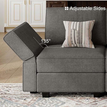 Belffin Modular Sectional Sleeper Sofa Bed Convertible Sectional Couches for Living Room. Light Grey Couch