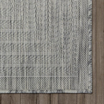 Adiva Rugs Outdoor Indoor Area Rug, Weather Resistant, Easy to Clean, Stain Resistant Floor Mat for Dining Room, Backyard, Deck, Patio (Silver Weiss, 6' x 9')