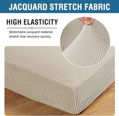 H.VERSAILTEX Super Stretch Individual Chaise Cover Sectional Couch Covers for L Shaped Sofa Both Left/Right Featuring Thick Jacquard Textured Twill Fabric (1 Piece Chaise Cover Large, Island Fossi)