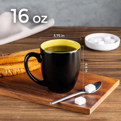 GBHOME 16oz Coffee Mugs Set of 6, Large Ceramic Coffee Mugs for Man, Woman, Dad, Mom, Modern Coffee Mugs Set with handle for Tea/Latte/Cappuccino/Milk/Cocoa. Dishwasher&Microwave Safe,Yellow