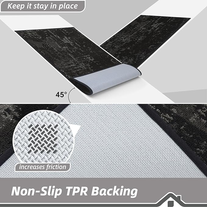 BEQHAUSE Dirt Trapper Door Mat 32"x48" Non-Slip Door Mats Washable Entryway Rugs Stain Resistant Doormat Absorbent Welcome Floor Mat for Front Back Door, Muddy Wet Shoes & Paws,Black