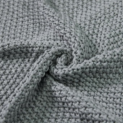 Joydeco Chunky Cable Knit Throw Blanket, Lightweight 100% Cotton Soft Cozy Throw Twin Blanket for Couch Bed and Sofa, Rustic Breathable Farmhouse Blanket Gift for Women Men(Grey, 51"x63")