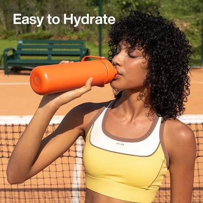 Insulated Water Bottle with Straw Stainless Steel Water Bottle, Leak-Proof, BPA-Free, Double Wall Vacuum Keeps Cold for 24 Hours for Sports, Travel, School (26 oz, Moderate Orange)