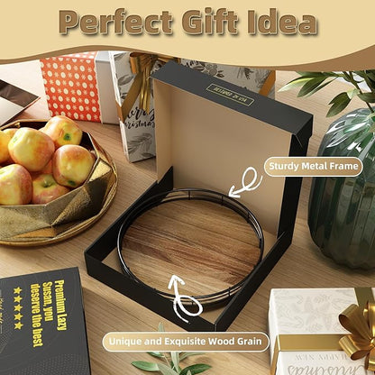 Acacia Wood 9" Bathroom Vanity Tray Turntable, Farmhouse Round Bathroom Countertop Organizer for Soap Perfume, Rotating Organizer for Kitchen Table Centerpieces, Decorative Trays for Coffee Table