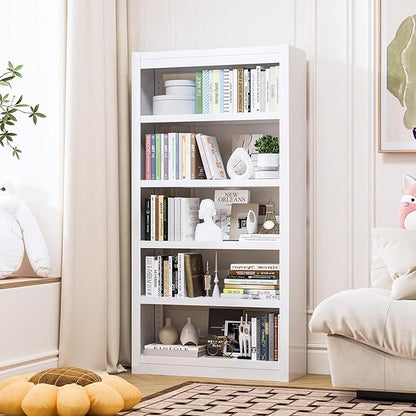 Bookshelf, 5 Tier Bookshelf with Adjustable Shelves, 69" H Tall Bookcase, Metal Bookshelves and Heavy Duty Bookcases for Living Rooms, Home Offices, Library, 10 Minutes Assemble