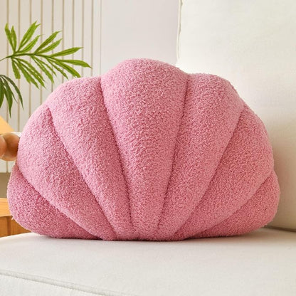 Seashell Throw Pillows, Shell Shaped Throw Pillows, Soft Home Decorative Pillow Plush Cushion for Bed Couch Living Sofa Room Decor Accent Throw Pillow (13x10 Inch, Pink Purple)