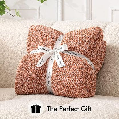 MIULEE Fall Burnt Orange Super Soft Throw Blanket for Bed, Twin Size Cozy Fluffy Warm Blankets Knit Blankets for Couch, Sofa, Chair, Living Room, Camping, Picnic, 60 x 80 inch