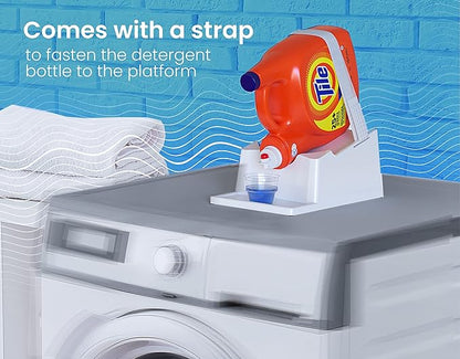 TidyFriend 3 Pack Liquid Laundry Detergent Holder Stand with Drip Tray & Rubber-Grip Feet, Stand for Laundry Room Organization and Storage, Fabric Softener Dispenser with Cup Holder (White)