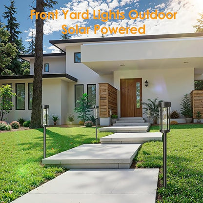 Bright Solar Pathway Lights Outdoor, 2 Pack Upgraded Solar Powered Garden Lights Waterproof, Auto On/Off Solar Yard Light for Lawn Patio Walkway Driveway Landscape Lighting Decor (Warm White, 2 Pack)